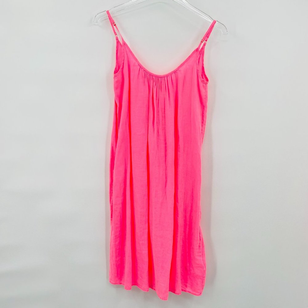NEW J. Crew Size XS Hot Pink Spaghetti Strap Linen Mini Shift Dress